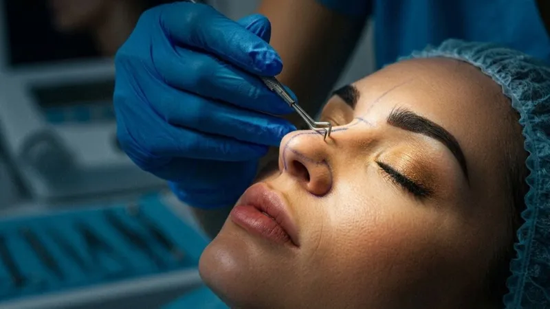 Silueta abstracta de perfil que representa el afinamiento del contorno nasal, Rhino Facelift, Nişantaşı Estambul